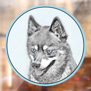 Alaskan Klee Kai Painting - Cute Original Dog Art Window Cling