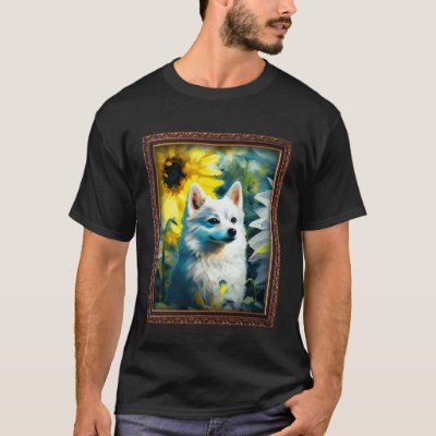 Alaskan Klee Kai Painting Sunflower Flower Mom Wom T-Shirt
