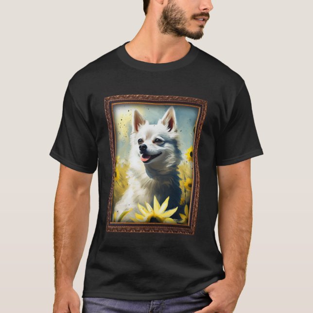 Alaskan Klee Kai Painting Sunflower Flower Mom Wom T-Shirt (Front)