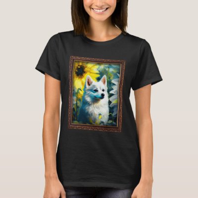 Alaskan Klee Kai Painting Sunflower Flower Mom Wom T-Shirt