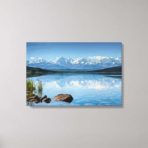 Alaskan Landscape Wonder Lake with Mt Denali Canvas Print