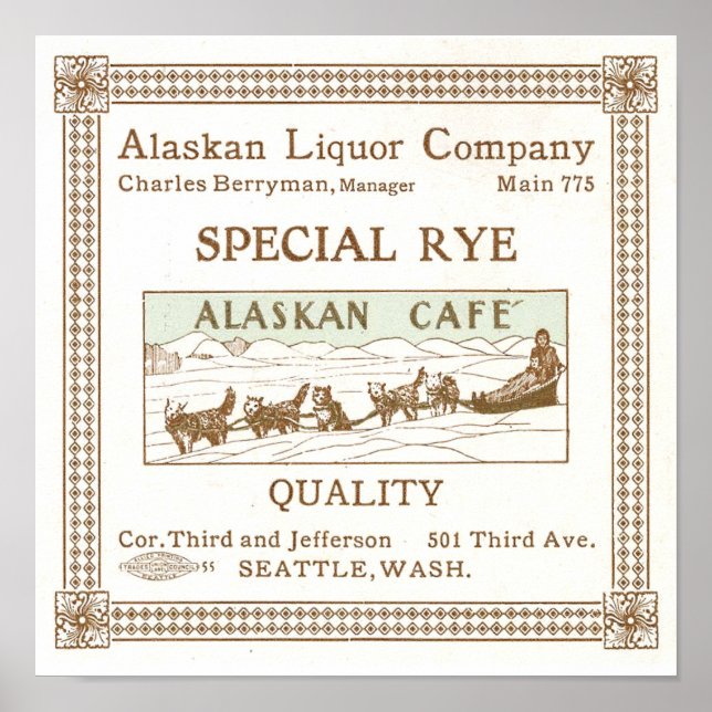 Alaskan Liquor Company Advertisement Circa 1912 Poster (Front)