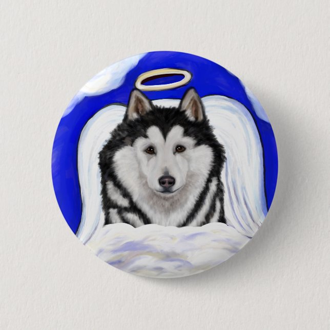 Alaskan Malamute Angel Button (Front)