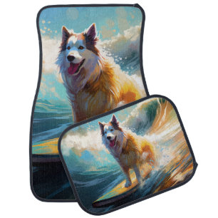 Alaskan Malamute Beach Surfing Painting Car Floor Mat
