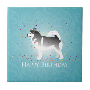 Alaskan Malamute Birthday Design Ceramic Tile