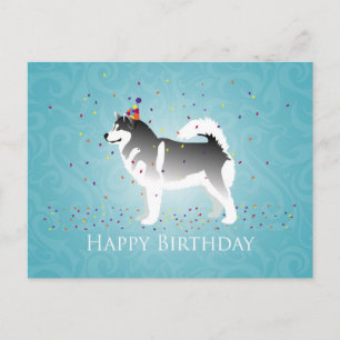 Alaskan Malamute Birthday Design Postcard