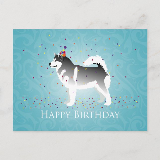 Alaskan Malamute Birthday Design Postcard (Front)