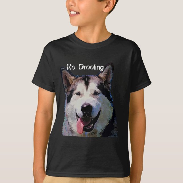 Alaskan Malamute Boys T-Shirt "No Drooling" (Front)