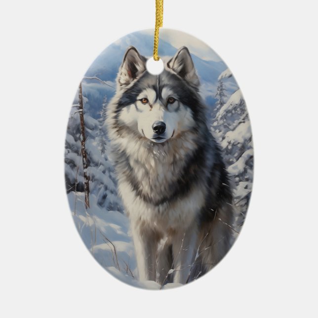 Alaskan Malamute Ceramic Ornament (Front)
