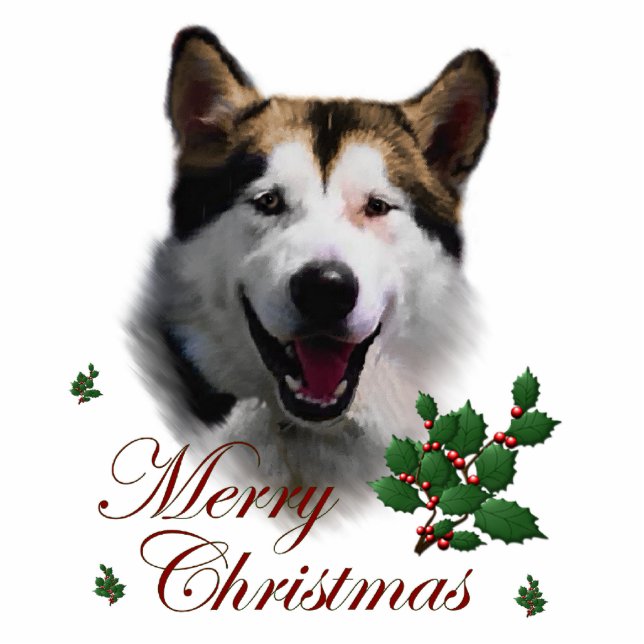 Alaskan Malamute Christmas Art Ornament (Front)