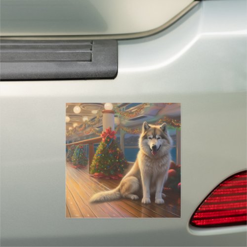 Alaskan Malamute Christmas Cruise Pawsome Holiday Car Magnet