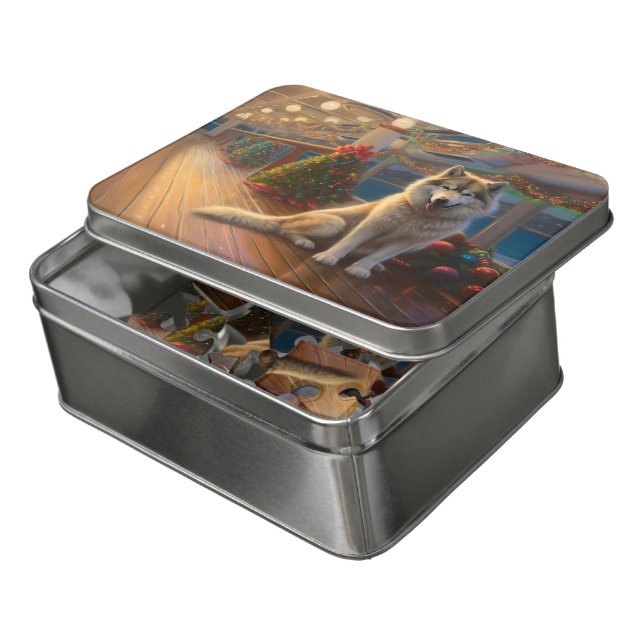 Alaskan Malamute Christmas Cruise: Pawsome Holiday Jigsaw Puzzle (Lid Open)