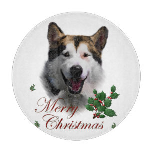 Alaskan Malamute Christmas Cutting Board