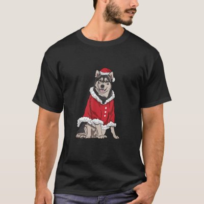 Alaskan Malamute Christmas Dog Santa Xmas  T-Shirt