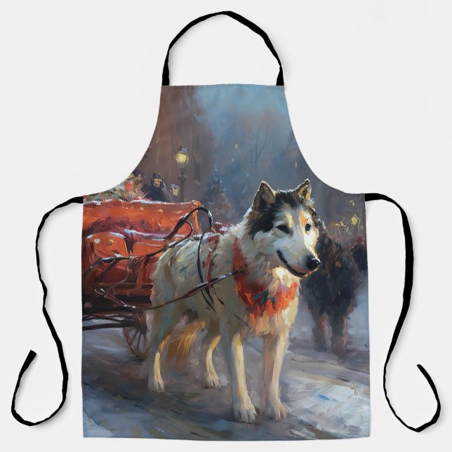 Alaskan Malamute Christmas Festive Season Apron (Front)