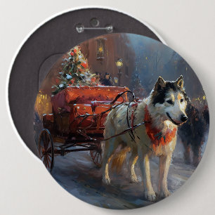 Alaskan Malamute Christmas Festive Season Button