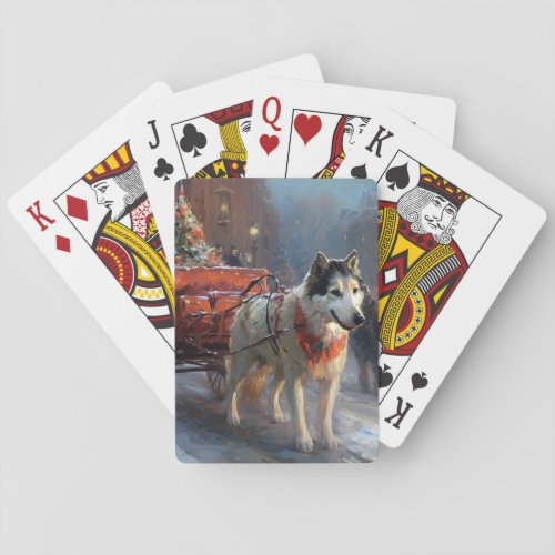 Alaskan Malamute Christmas Festive Season Playing Cards