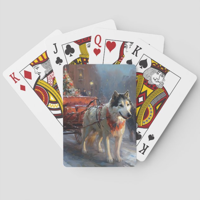 Alaskan Malamute Christmas Festive Season Poker Cards (Back)