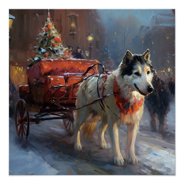 Alaskan Malamute Christmas Festive Season Poster (Front)