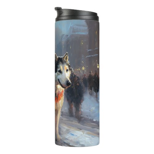 Alaskan Malamute Christmas Festive Season Thermal Tumbler