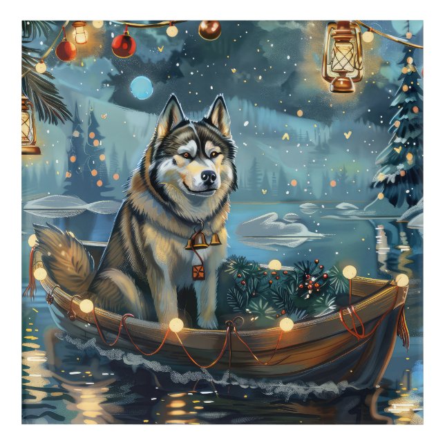 Alaskan Malamute Christmas Festive Voyage Acrylic Print (Front)