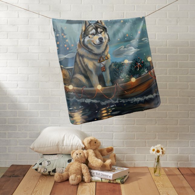 Alaskan Malamute Christmas Festive Voyage Baby Blanket (In Situ)