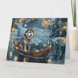 Alaskan Malamute Christmas Festive Voyage Card