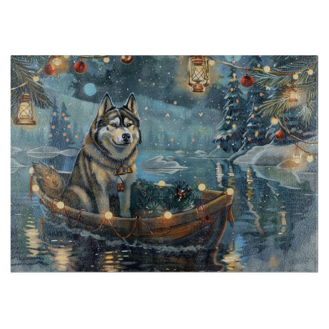 Alaskan Malamute Christmas Festive Voyage Cutting Board (Front)