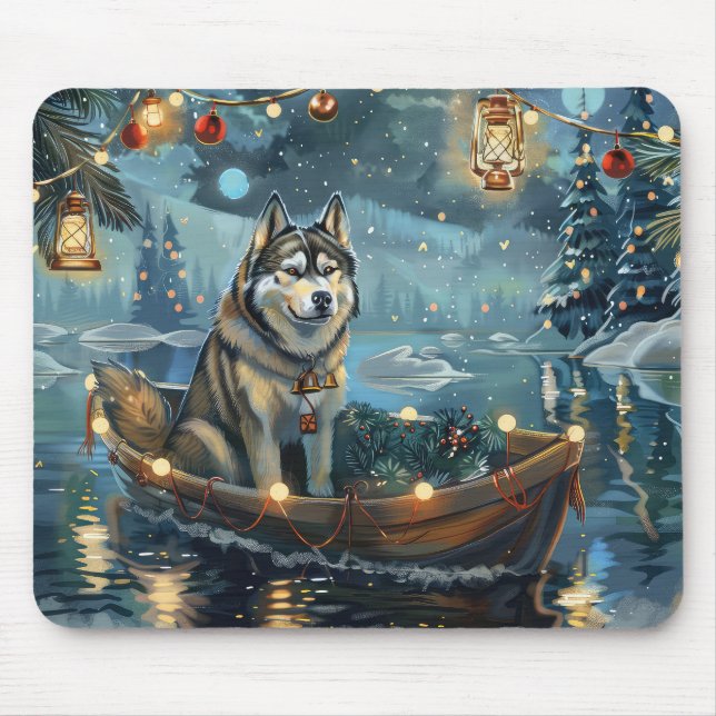 Alaskan Malamute Christmas Festive Voyage Mouse Pad (Front)