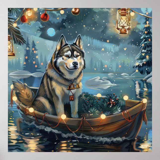 Alaskan Malamute Christmas Festive Voyage Poster (Front)