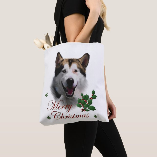 Alaskan Malamute Christmas  Tote Bag (Close Up)