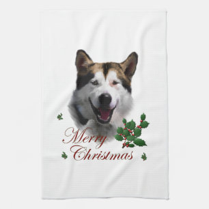 Alaskan Malamute Christmas Towel