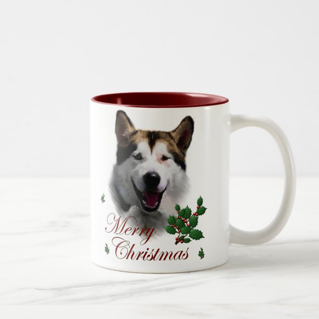 Alaskan Malamute Christmas Two-Tone Coffee Mug (Right)