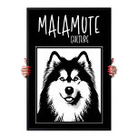 Alaskan Malamute Culture Edgy Pop Art Poster<br><div class="desc">Celebrate the spirit of the mighty Alaskan Malamute with this striking, high-contrast poster! Measuring 24" wide by 36" high, this statement piece features a captivating black and white Pop Art style portrait of a majestic Malamute. Above the powerful canine image, the words "Malamute Culture" are boldly displayed in a tall,...</div>