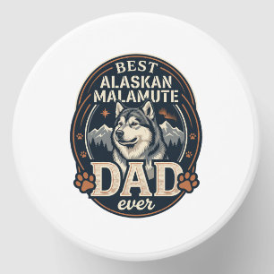 Alaskan Malamute Dad Dog Portrait Mountains Badge Mini Candle Favors