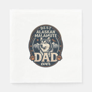 Alaskan Malamute Dad Dog Portrait Mountains Badge Napkins
