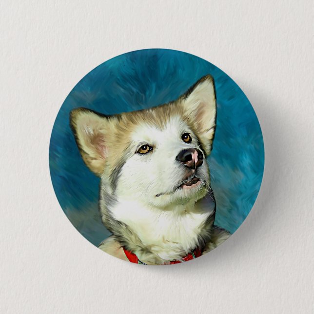 Alaskan Malamute Dog Art Button (Front)