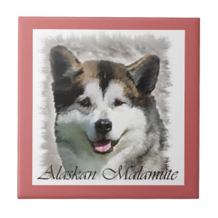 Alaskan Malamute Dog Art Ceramic Tile