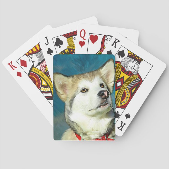 Alaskan Malamute Dog Art Poker Cards (Back)