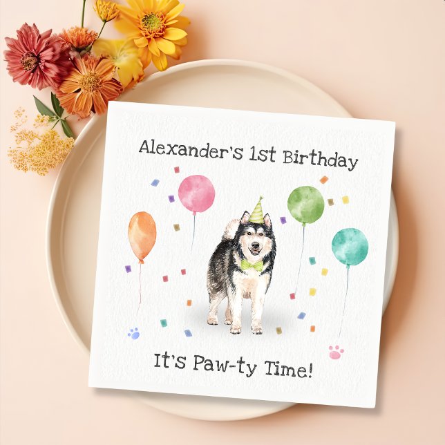 Alaskan Malamute Dog Birthday Party Napkins (Creator Uploaded)