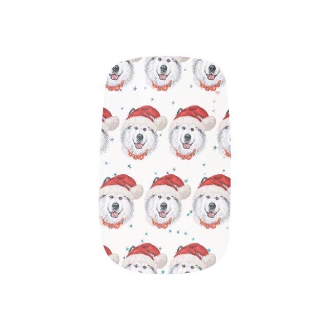 Alaskan Malamute Dog Breed Christmas Stars Minx Nail Art (Left Thumb)