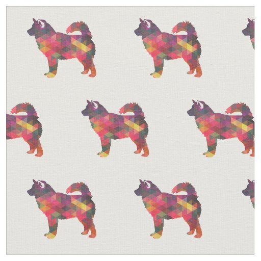 Alaskan Malamute Dog Breed Silhouette Geo Multi Fabric