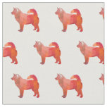 Alaskan Malamute Dog Breed Silhouette Geo Orange Fabric