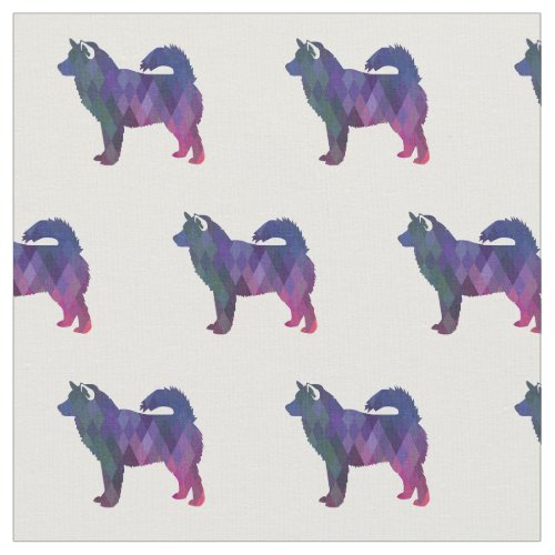 Alaskan Malamute Dog Breed Silhouette Geo Purple Fabric