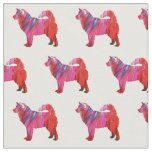 Alaskan Malamute Dog Breed Silhouette Red Paint Fabric
