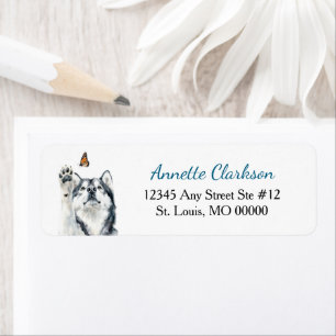 Alaskan Malamute Dog Butterfly Wonder Label
