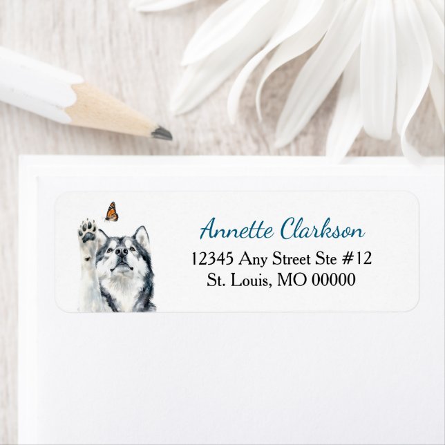 Alaskan Malamute Dog Butterfly Wonder Label (Insitu)