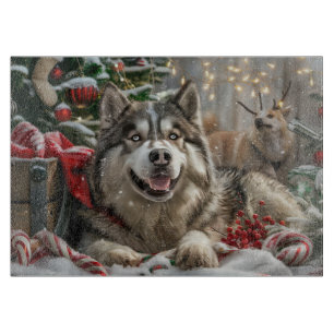 Alaskan Malamute Dog Christmas Festive Cutting Board