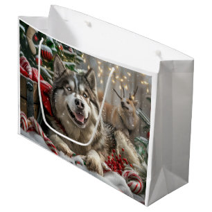Alaskan Malamute Dog Christmas Festive Large Gift Bag