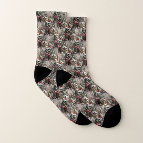 Alaskan Malamute Dog Christmas Festive Socks